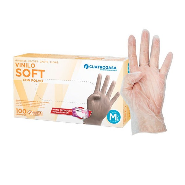 GUANTES VINILO CON POLVO TALLA L -CUATROGASA